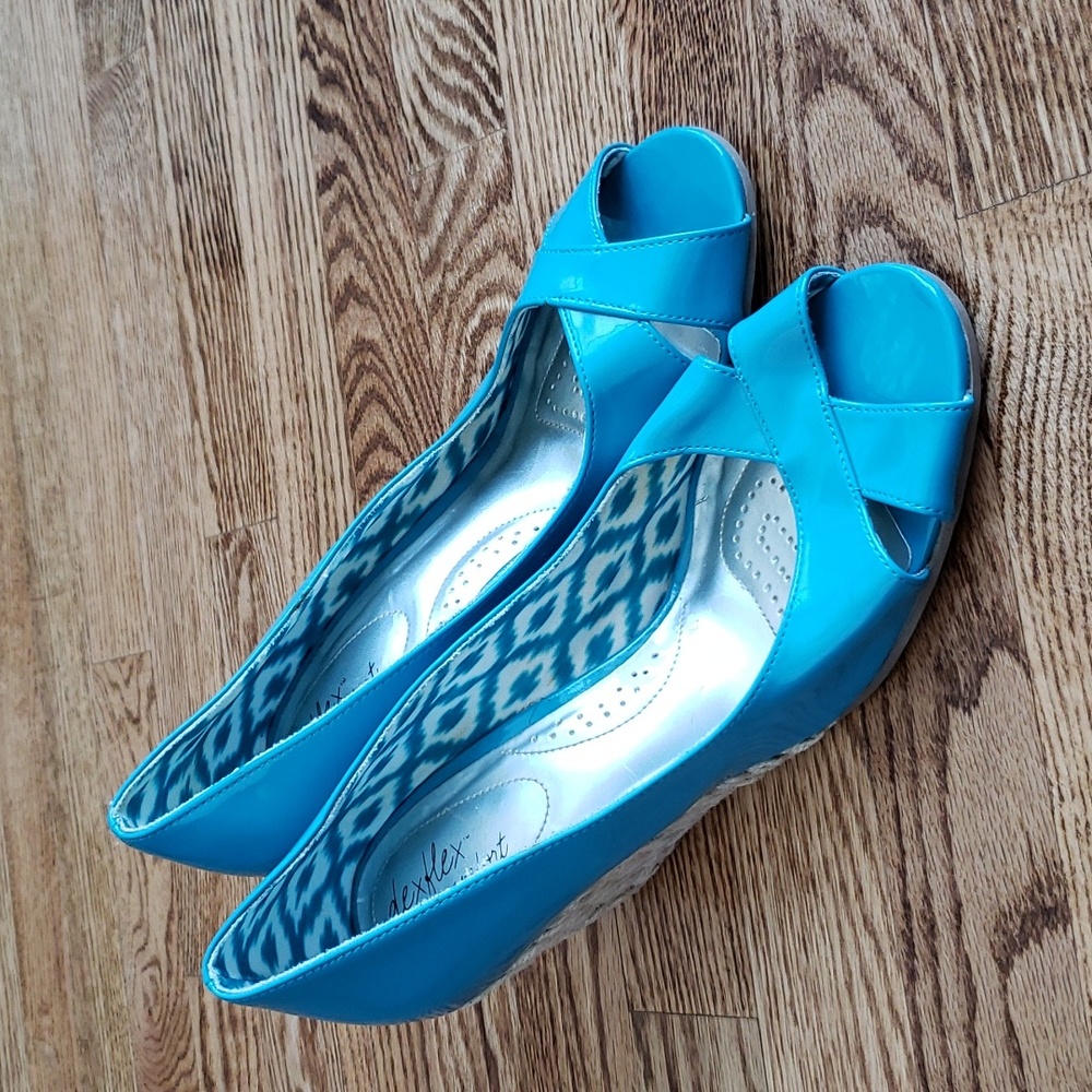 (10W) Dexflex Comfort Peep Toe Woven Wedge Bohemian Colorful Vacation Beach